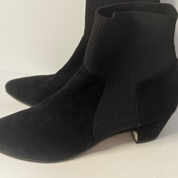 Eileen Fisher Muzy Suede and Knit Black Ankle Booties Sleek Minimalist Design 9 - Picture 3 of 8